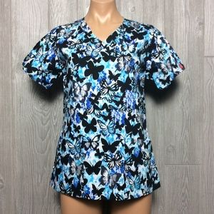 New Happy Butterfly Scrub Top